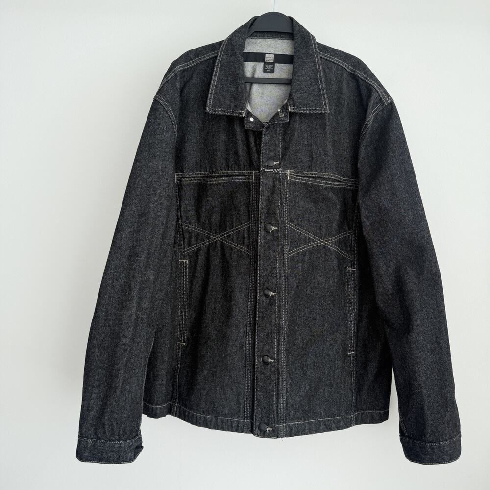 Marithe Francois Girbaud Denim Trucker Jacket Mens XXXL Black Y2K Vintage Baggy